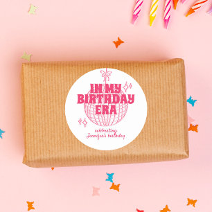 Sticker Rond Bal Disco Rose Retro Dans Mon Anniversaire Fête