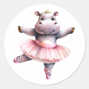 Sticker Rond Bal hippo de danse