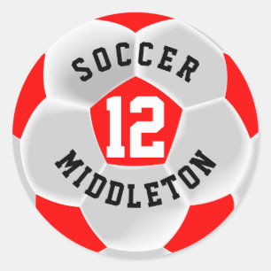 Sticker Rond Bal sportif de football rouge et blanc