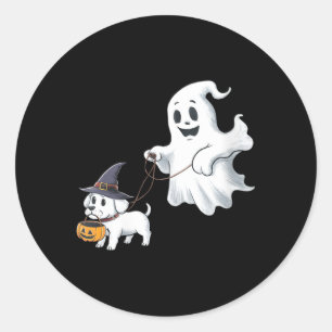 Sticker Rond Balade Fantôme Féminin T-shirt Halloween en V