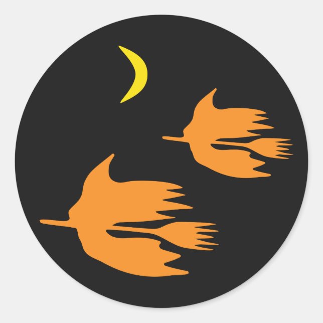 Sticker Rond Balade nocturne - Halloween Witch Image. (Devant)