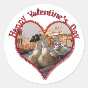 Sticker Rond Balade romantique en gondole pour la Saint-Valenti