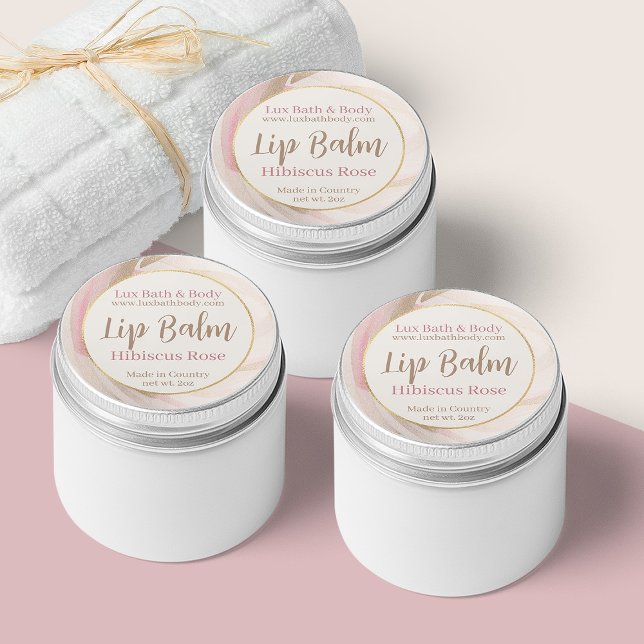 Sticker Rond Balai à lèvres Neutre Rose brosse Or Feminine (Créateur téléchargé)