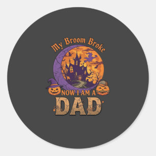 Sticker Rond Balai Cassa Papa Halloween Maison Hantée Moustache
