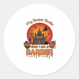 Sticker Rond Balai de coiffeur Casse la citrouille d'Halloween
