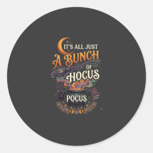 Sticker Rond Balai de sorcière Hocus Pocus Chat noir Chaudron m