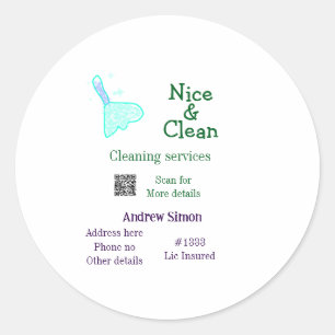 Sticker Rond Balai nettoyant vert bleu gitter ajouter nom adres