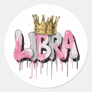 Sticker Rond Balance Libra Zodiac Graffiti Airbrush avec Couron