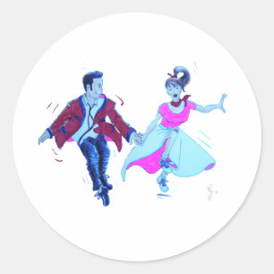 Sticker Rond balançoire danseur rose poodle jupe selle chaussur