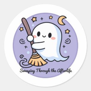 Sticker Rond Balayant l'au-delà Gentil Fantôme