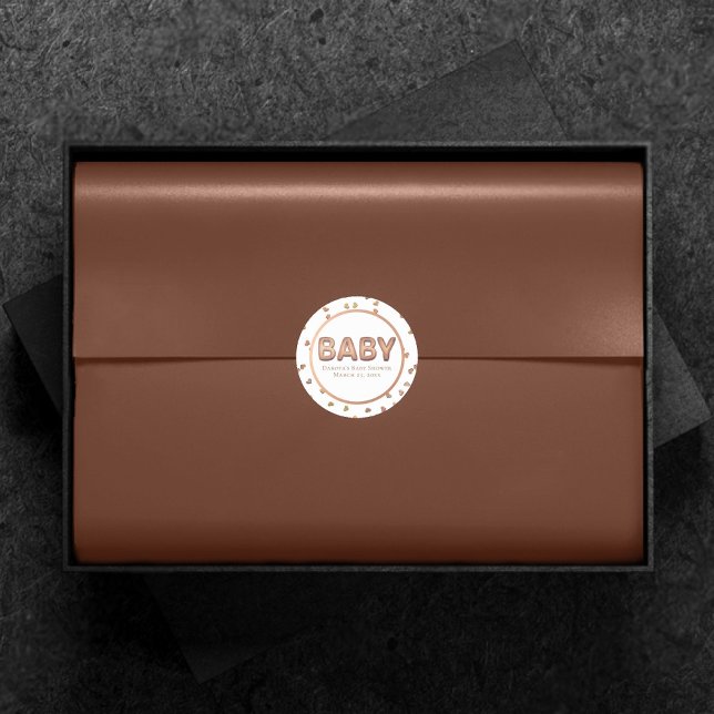 Sticker Rond Balcon bébé | Élégant Baby shower Rose or (Créateur téléchargé)