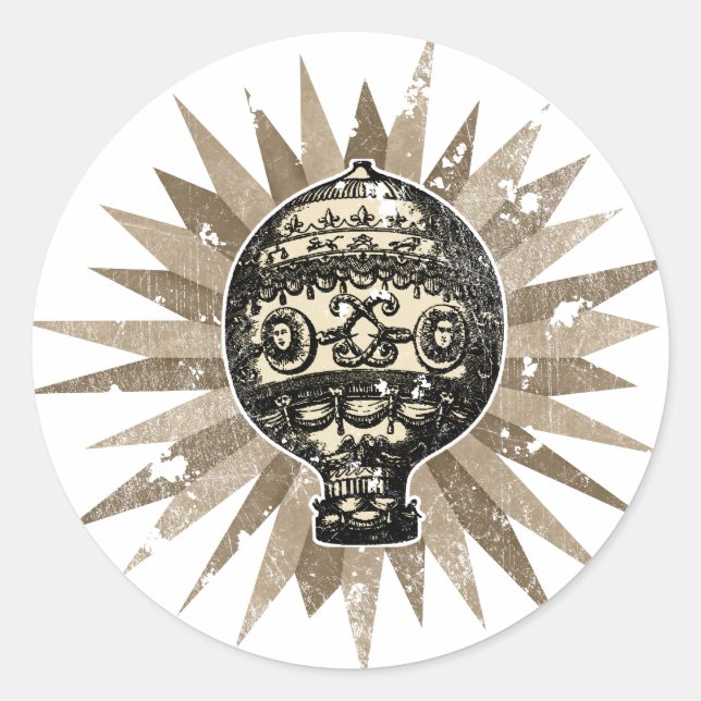 Sticker Rond Balcon Orné vintage - Distressed (Devant)