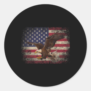 Sticker Rond Bald Eagle 4 juillet cadeau de Noël American Fla