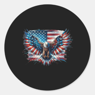 Sticker Rond Bald Eagle 4 juillet Drapeau Américain Patriotique