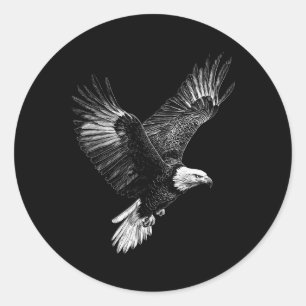 Sticker Rond Bald Eagle 4 juillet Hommes Femmes Enfants Patriot