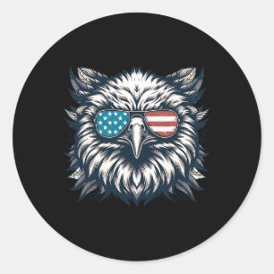 Sticker Rond Bald Eagle American Usa 4 juillet Patriotic Funn