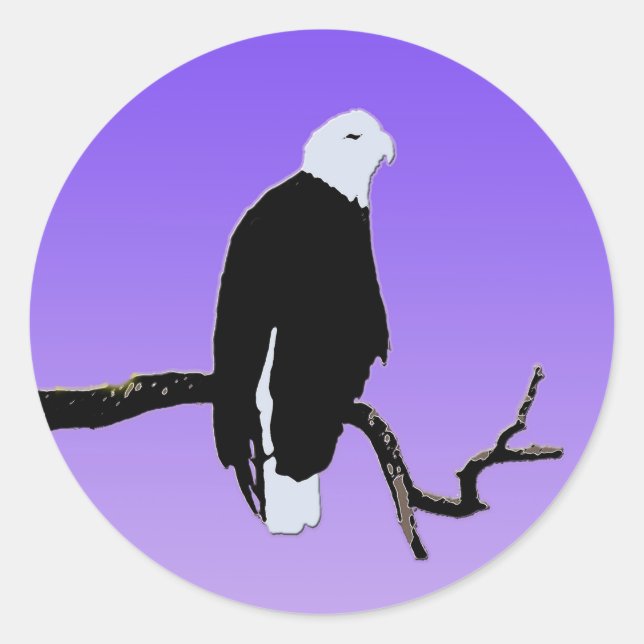 Sticker Rond Bald Eagle at Sunset - Art original de la faune (Devant)