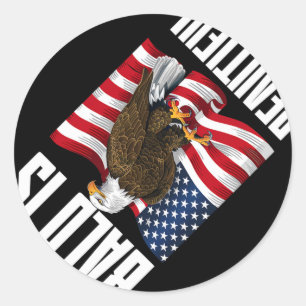Sticker Rond Bald Eagle Bald Est Belle 4 juillet Indépendant