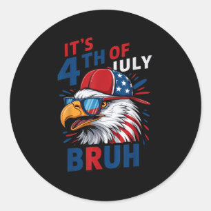 Sticker Rond Bald Eagle Bruh 4 juillet Enfants Garçons Indépend