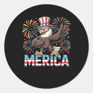 Sticker Rond Bald Eagle Dansant 'merica Tee Funny Patriotique U