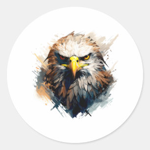 Sticker Rond Bald Eagle Falconer Hunter Nature Ornithologue