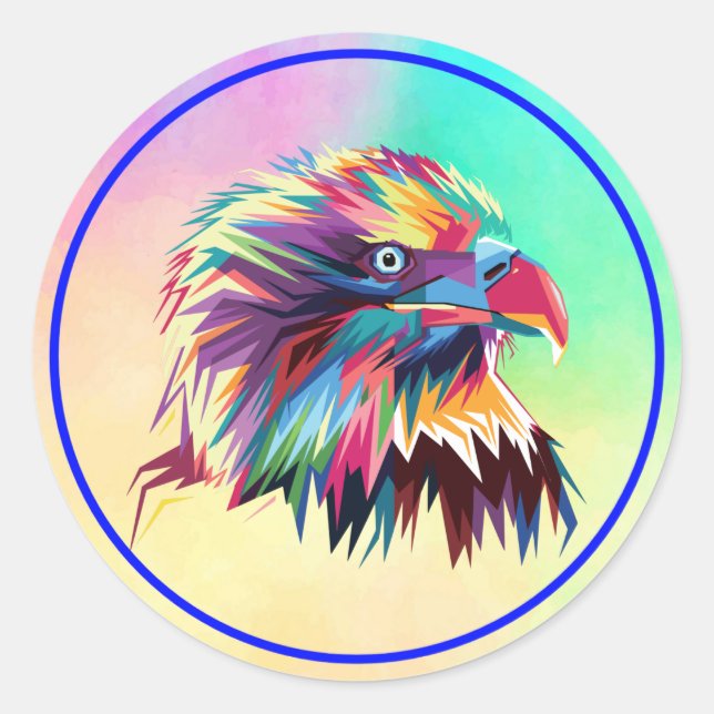 Sticker Rond Bald Eagle géométrique Prismatic Design-80590 (Devant)