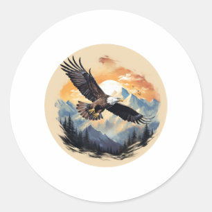 Sticker Rond Bald Eagle, symbole de l'Amérique