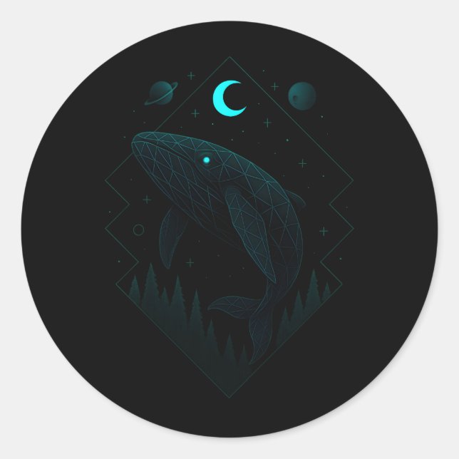 Sticker Rond Baleine Astrale - Géant de l'Océan Cosmique (Devant)