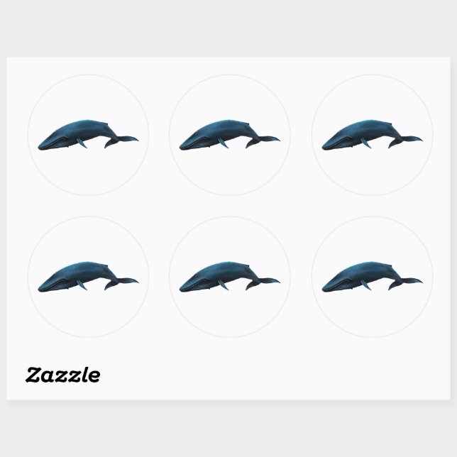 STICKER ROND BALEINE BLEUE (Feuille)