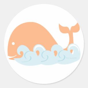 Sticker Rond Baleine et vagues