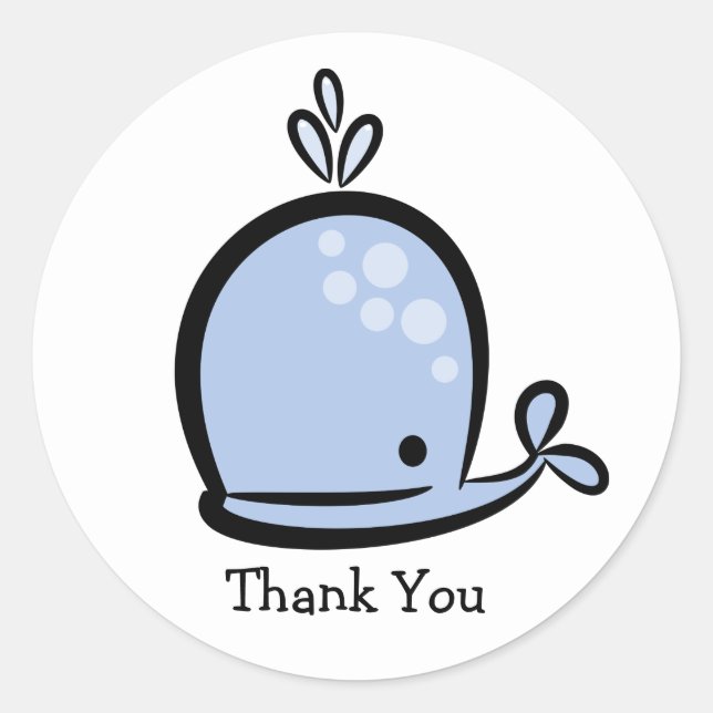 Sticker Rond Baleine heureuse Merci  (Devant)