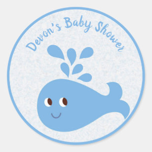 Sticker Rond Baleine mignonne avec bec Personnalisé