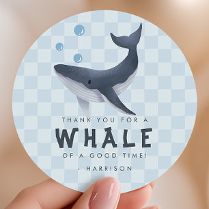 Sticker Rond Baleine sous la mer océan merci faveur