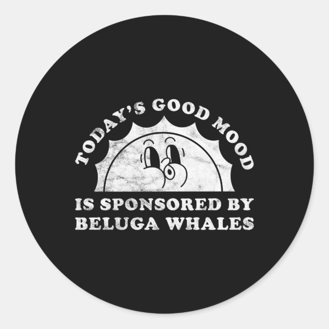 Sticker Rond Baleines Beluga Ou Baleines Beluga (Devant)