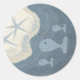 Sticker Rond Baleines dans l'océan