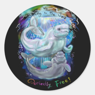Sticker Rond Baleines de Beluga
