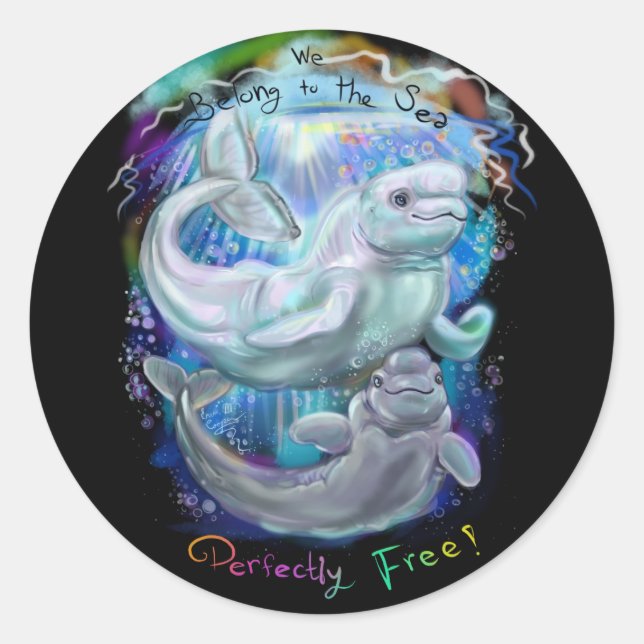 Sticker Rond Baleines de Beluga (Devant)