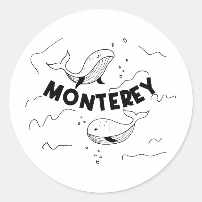 Sticker Rond Baleines de Monterey Californie (Devant)