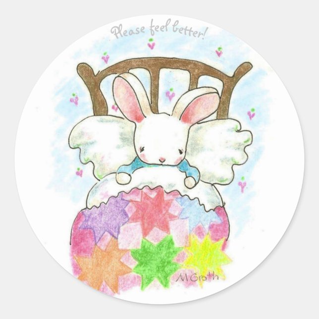 Sticker Rond Balise autocollante Get Well Bunny (Devant)