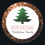 Sticker Rond Balise cadeau Bronze   Green Christmas tree scinti<br><div class="desc">Beau bronze,  orange,  brun brillant. Photo de Bronze étincelles pas de parties scintillant réelle!</div>