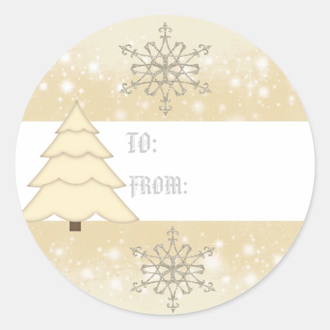 Sticker Rond Balise cadeau Christmas Snow Flakes (Devant)