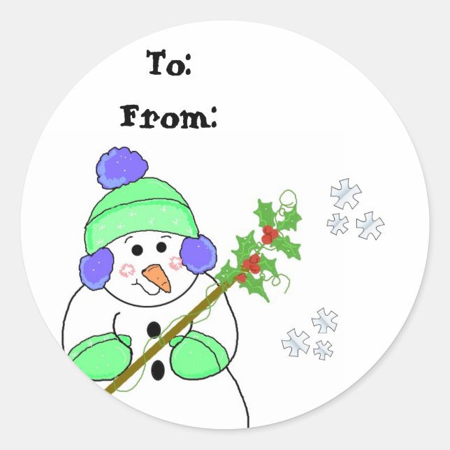 Sticker Rond Balise cadeau cool Snowman (Devant)