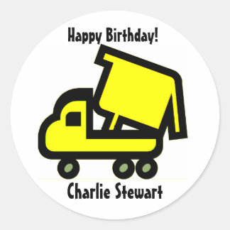 Sticker Rond Balise cadeau d'anniversaire pour Camion à vidange