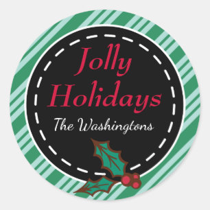 Sticker Rond Balise cadeau de bonbons de Noël à la menthe verte