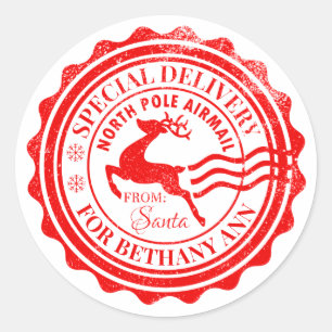 Sticker Rond Balise cadeau de Noël de livraison spéciale de Pèr
