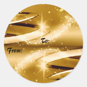Sticker Rond Balise cadeau de Noël d'or