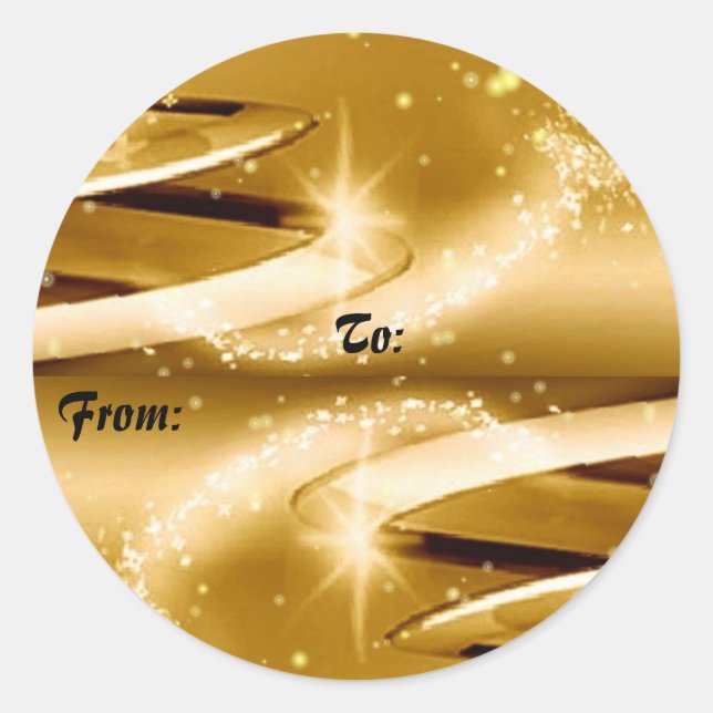 Sticker Rond Balise cadeau de Noël d'or (Devant)