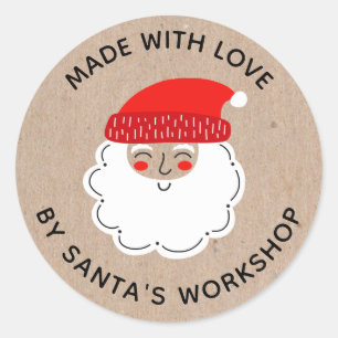 Sticker Rond Balise cadeau de Noël Fabriqué avec amour