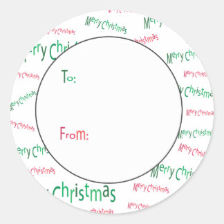 Sticker Rond Balise cadeau de Noël Joyeux