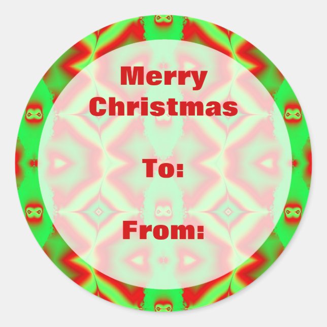 Sticker Rond Balise cadeau de Noël Joyeux (Devant)